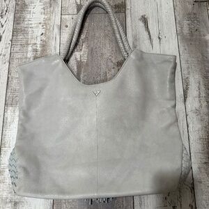 Sam Edelman Large Gray Leather Tassel Shoulder Bag